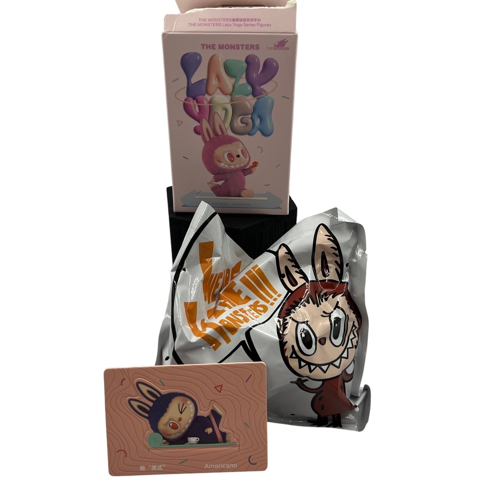 POP MART The Monsters Lazy Yoga Americano Labubu Figure Blind Box Confirmed Card